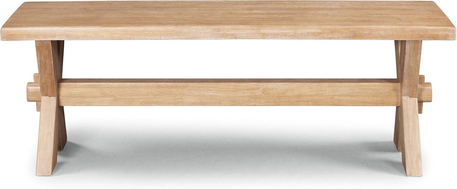 Home Styles Cambridge Trestle Dining Bench White Washed: Hardwood Frame, Seats 2, Dry Dust Care