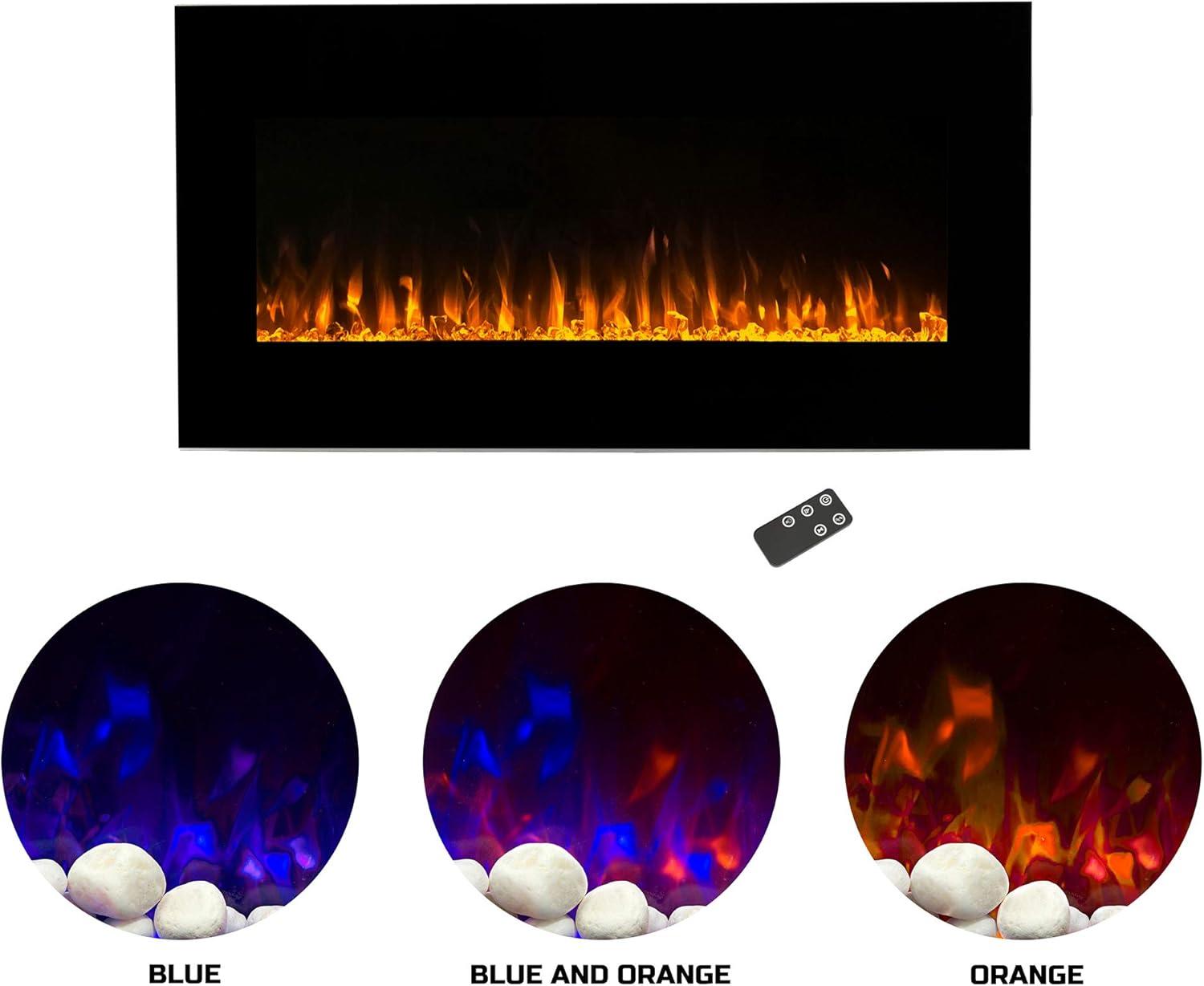Northwest 42" Electric Fireplace Wall Mounted Led Fire And Ice Flame with Remote: Indoor 42 Inch Heater, Tempered Glass