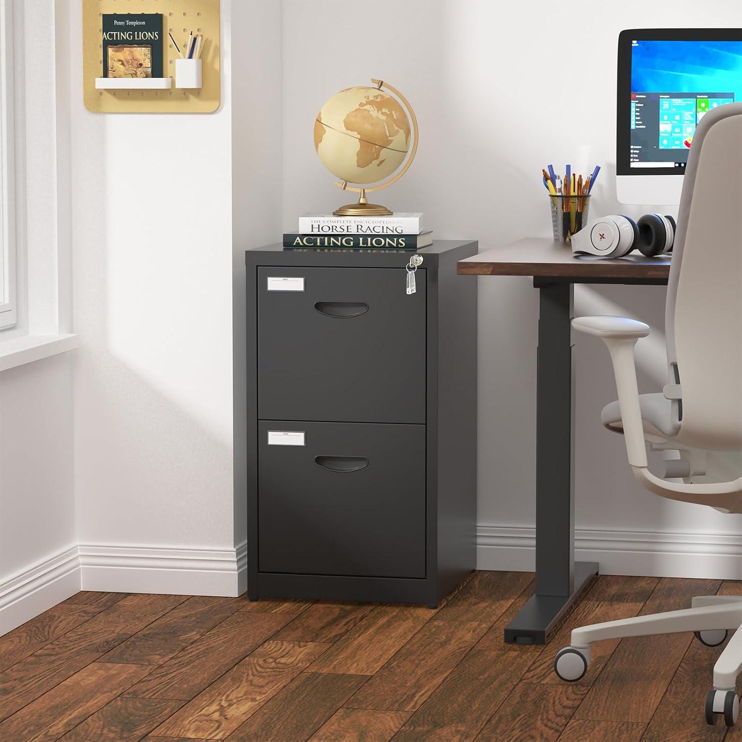 Inbox Zero 2 Drawer File Cabinet With Lock Metal Vertical File Cabinet