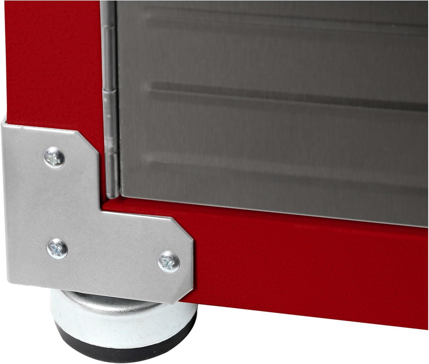 Red and Silver Steel Lockable Storage Cabinet with Adjustable Shelves