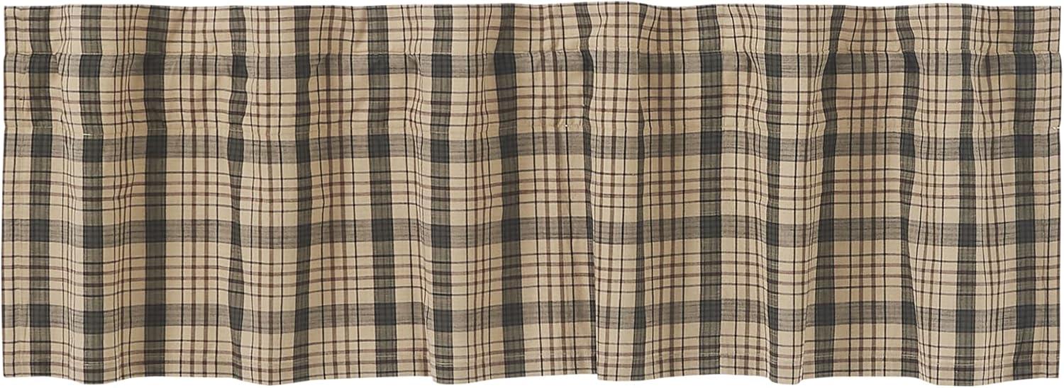 Holms Plaid Cotton Tailored Window Valance in Khaki/ Forest Green/ Russet