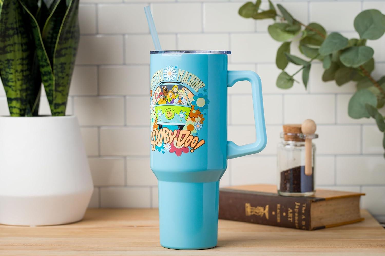 Silver Buffalo Scooby-Doo Mystery Machine Stainless Steel Tumbler With Handle | Holds 40 Ounces