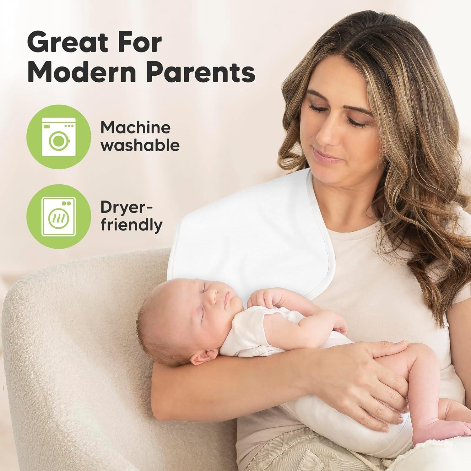 KeaBabies 5pk Urban Baby Burp Cloths, Organic Burping Cloth for Babies, Burp Rags for Baby Girls, Boys (Soft White)