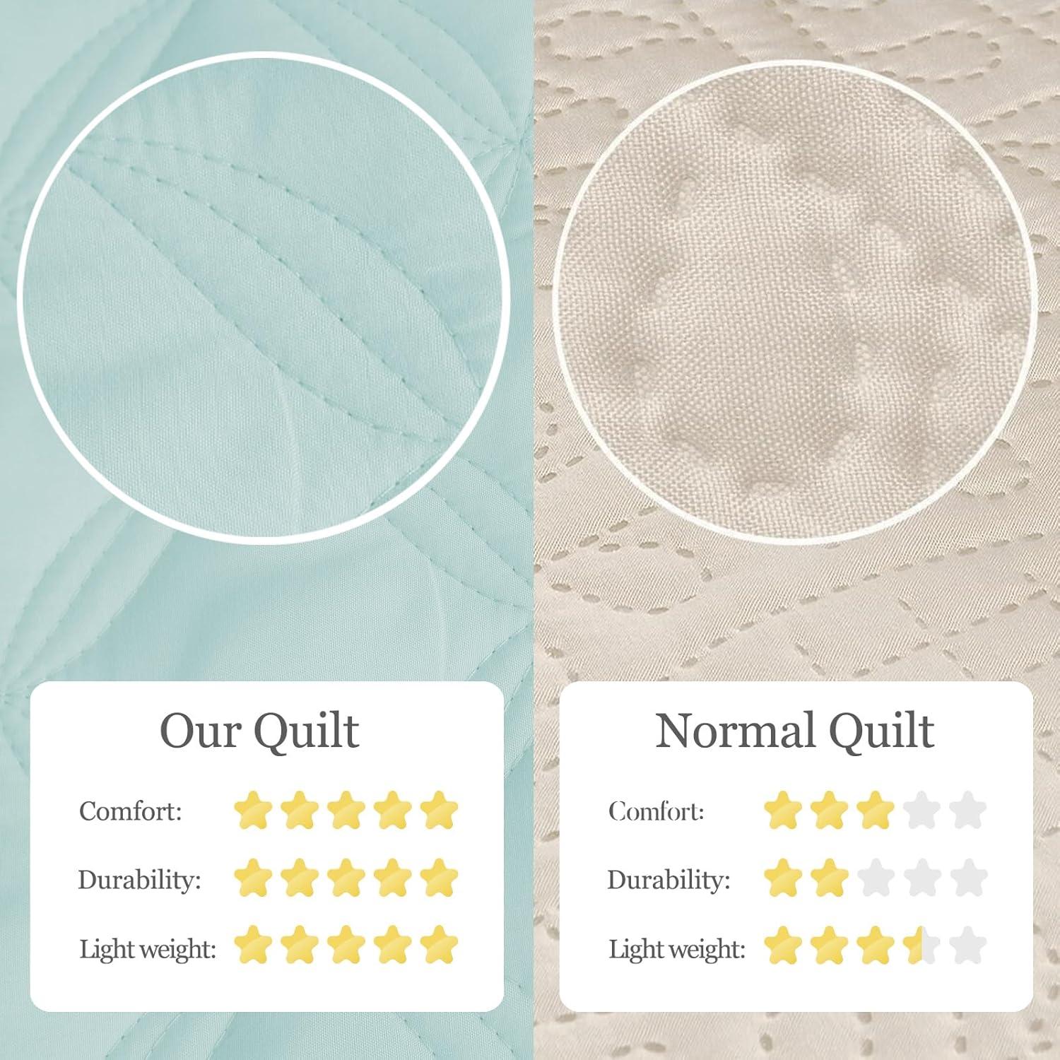 Exclusivo Mezcla Queen Quilt Bedding Set, Lightweight Soft Light Grey Queen Bedspreads Coverlets with Geometric Stitched Pattern