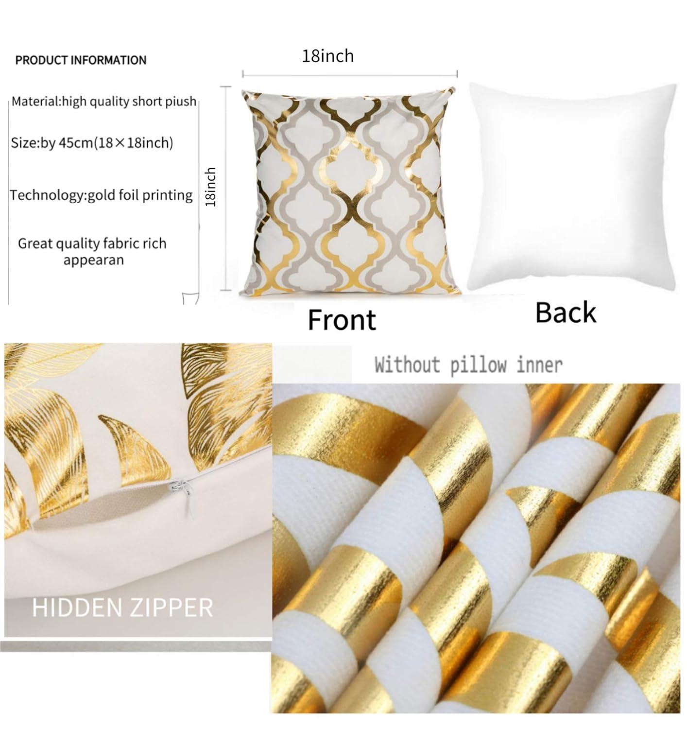 Efavormart Set Of 4 | 18" Black/Gold Foil Geometric Print Throw Pillow Covers, Velvet Square Sofa Cushion Covers