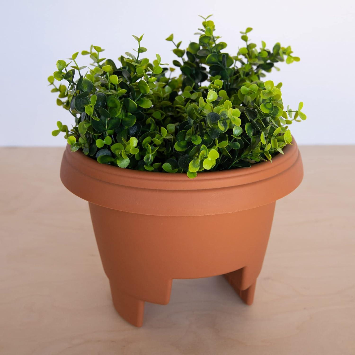 Terra Cotta Resin 12" Round Deck Rail Planter