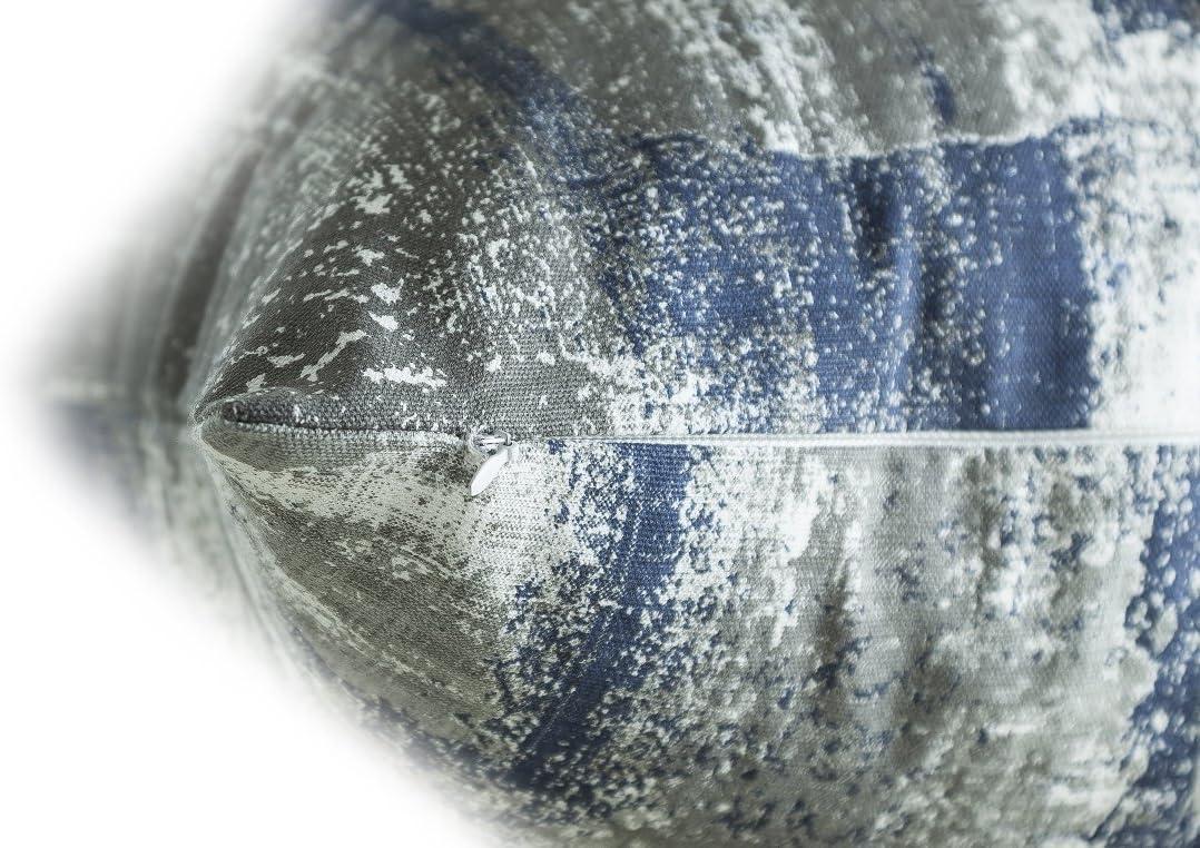 TreeWool (Pack of 2) Brush Art Accent Decorative Square Cotton Throw Pillow Covers (22 x 22 inches, Navy Blue)