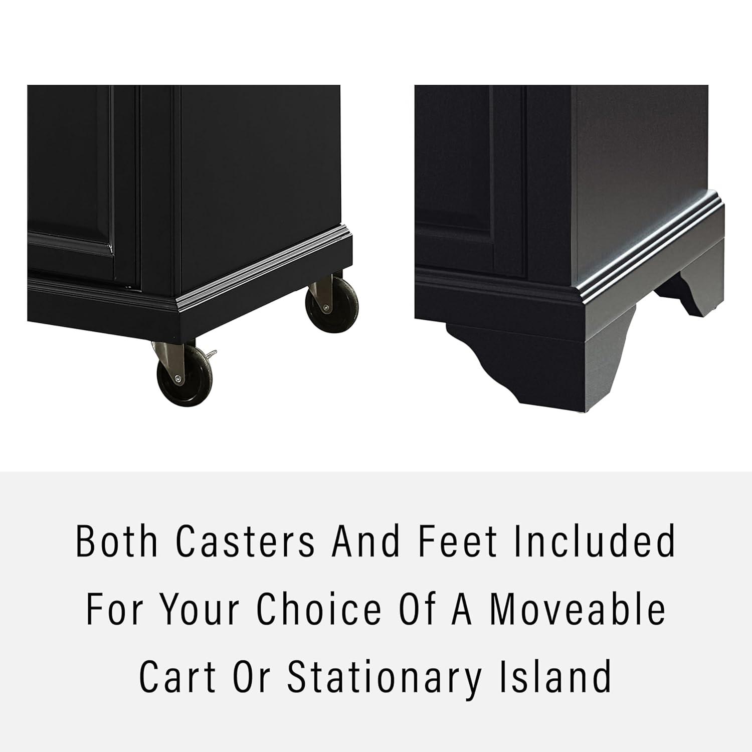Crosley Furniture LaFayette Natural Wood Top Kitchen Island in Black