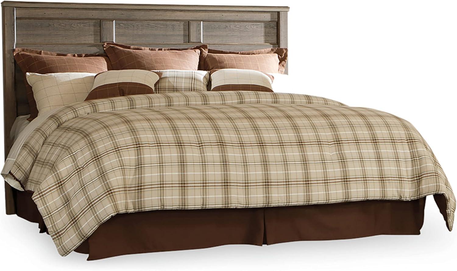 Weathered Brown King Transitional Wood Panel Bed