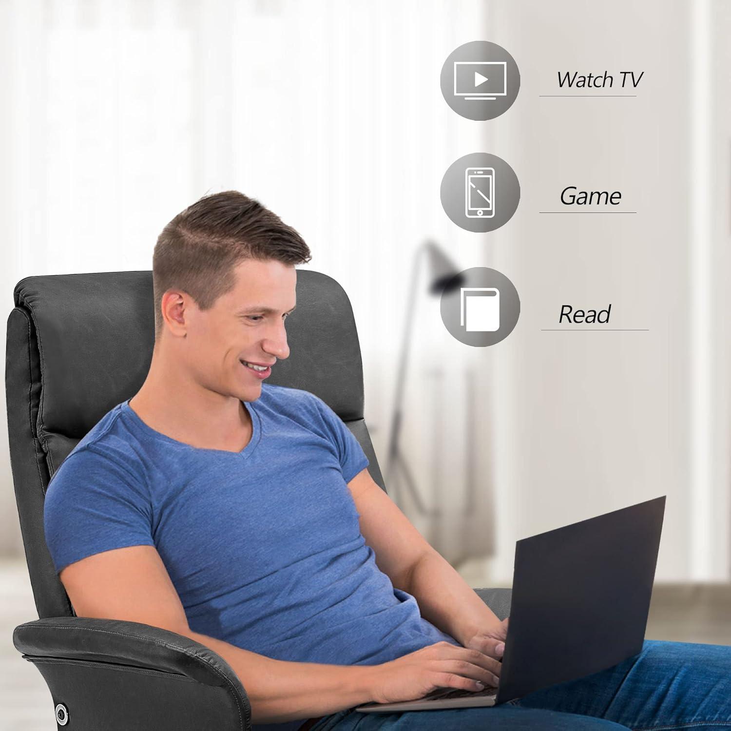 MCombo Recliner with Ottoman, Adult Faux Leather Living Room Chair with Adjustable Backrest and Ottoman