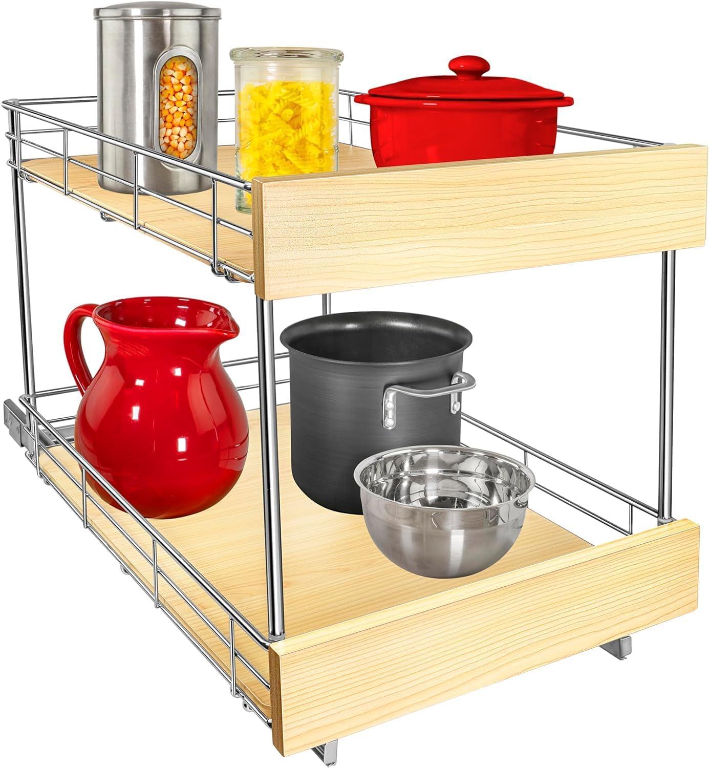 LYNK PROFESSIONAL® SELECT™ Pull Out Cabinet Organizer - Lifetime Ltd Warranty- Slide Out Drawers for Kitchen Cabinets - Sliding Pantry Shelves - Roll Out Shelf for Pots, Pans 14" x 21", Double