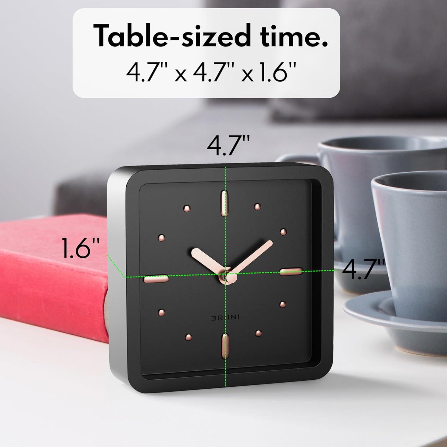 Driini Modern Mid Century Desk & Shelf Clock for Mantle, Bedroom Nightstand