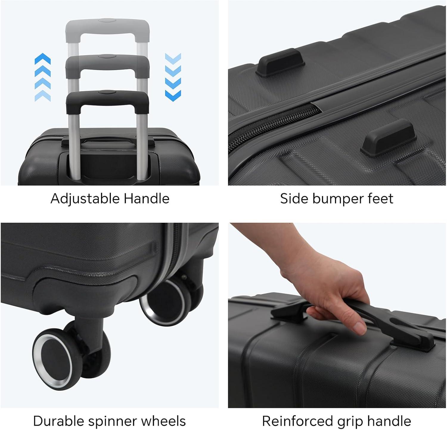 Homeika 3 Piece Luggage Sets, Hardside Suitcase Set with TSA Lock, Multi-Size Hardside Luggage with Spinner Wheels for Travel Trips Business,Purple (20"/24"/28")