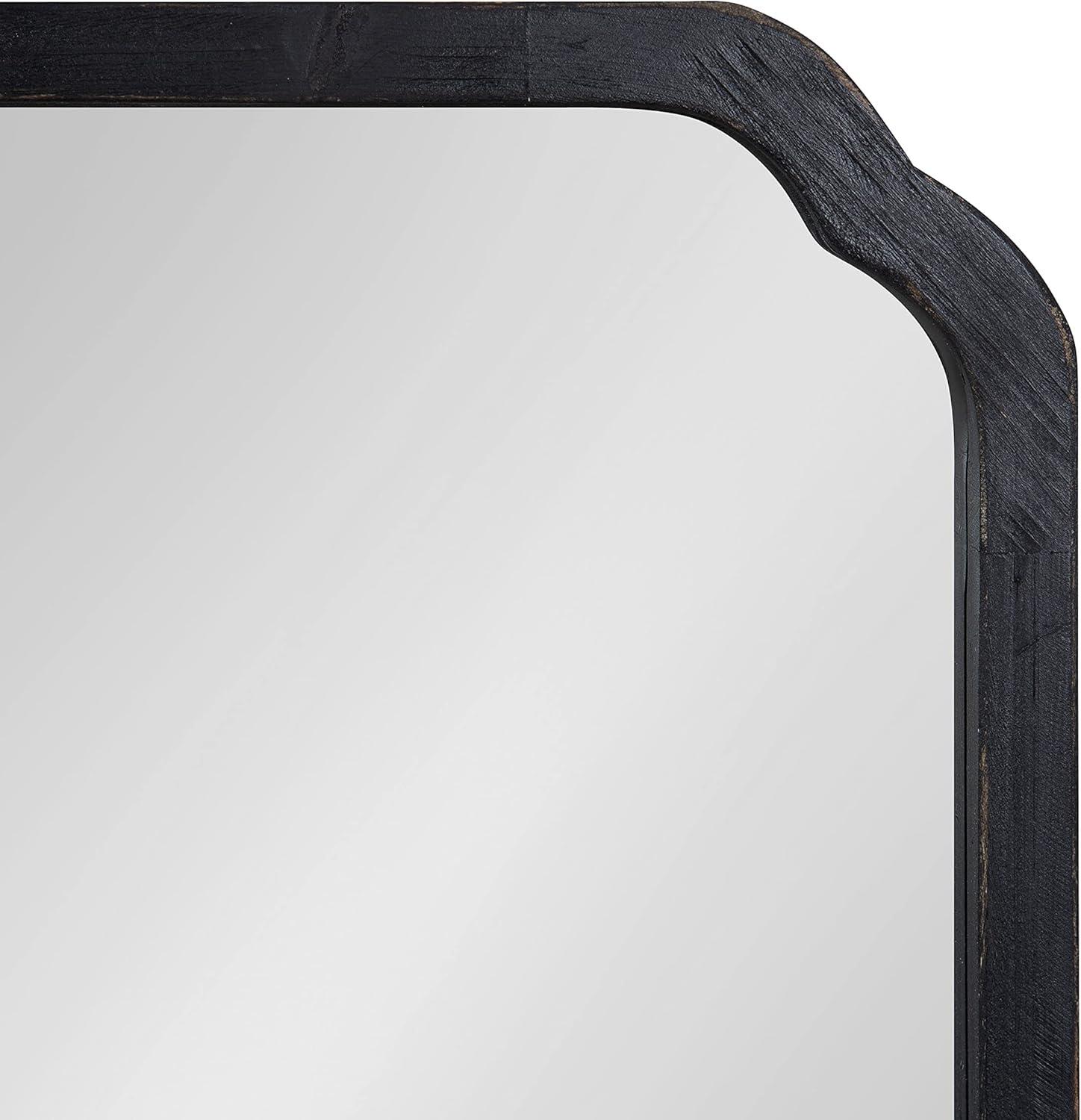 Kate & Laurel All Things Decor 24"x36" Marston Farmhouse Rectangle Wall Mirror Black: Modern Wood Frame, No Assembly Required