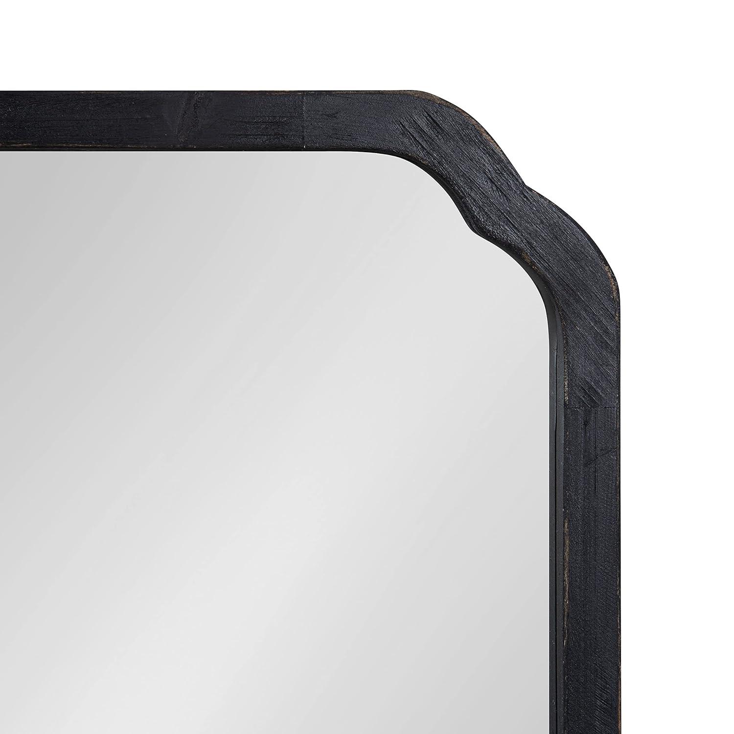 Kate & Laurel All Things Decor 24"x36" Marston Farmhouse Rectangle Wall Mirror Black: Modern Wood Frame, No Assembly Required
