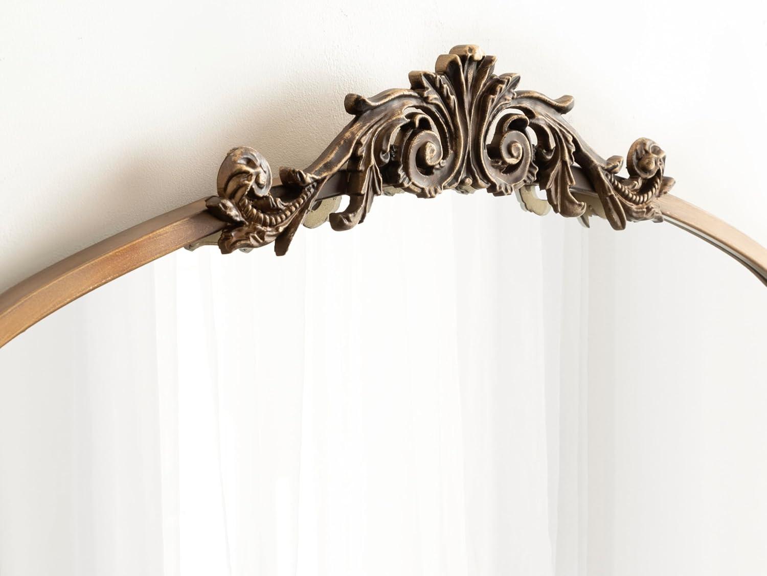 Kate & Laurel All Things Decor 33"x26" Arendahl Traditional Arch Mirror with Shelf Gold