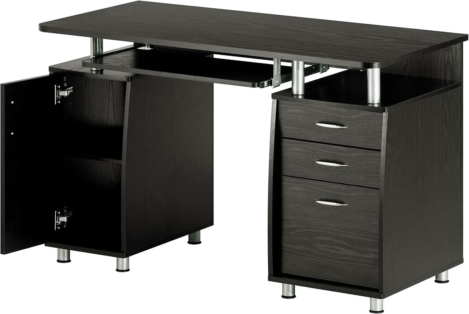 Complete Workstation Computer Desk with Storage Espresso- Techni Mobili: MDF Office Furniture, Keyboard Tray