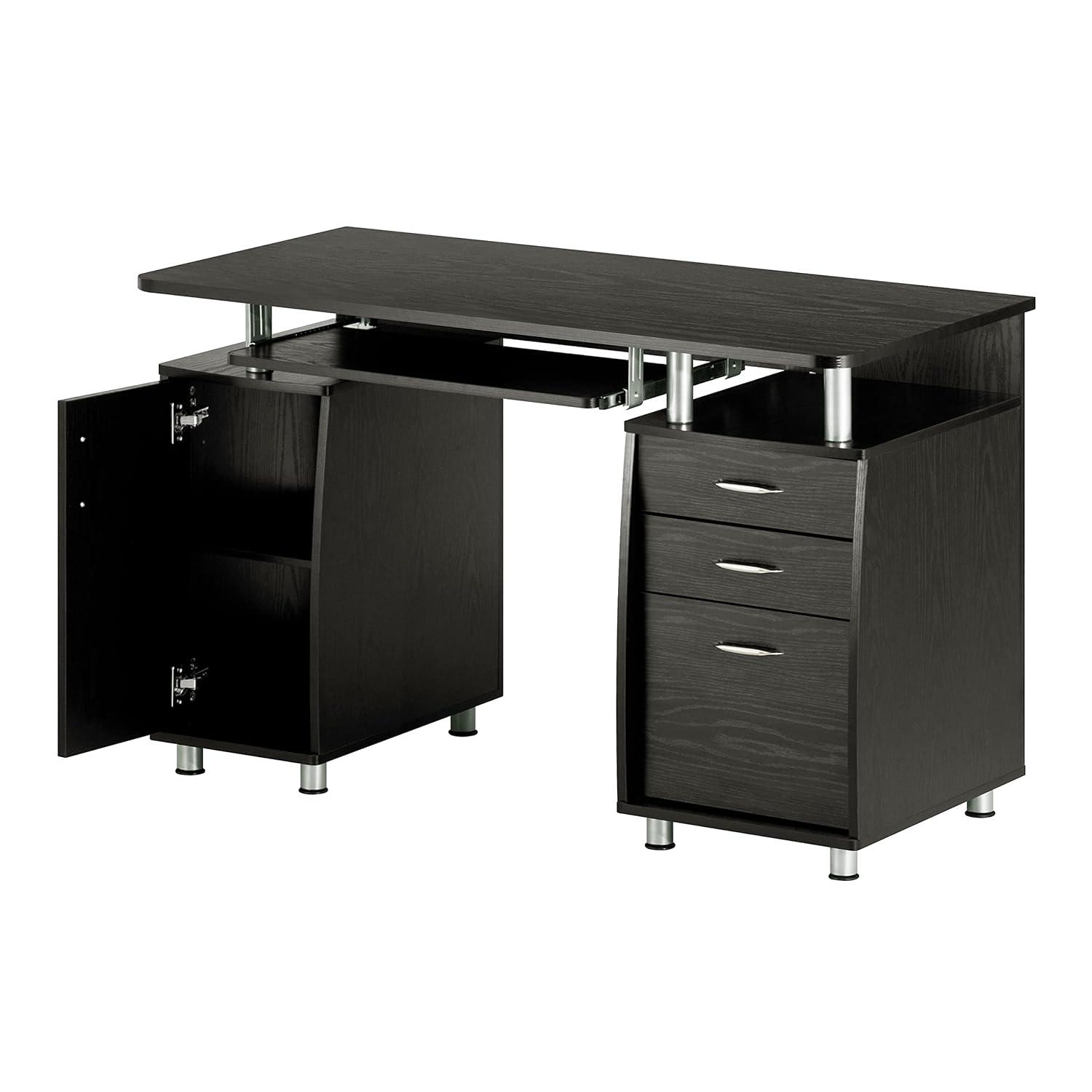 Complete Workstation Computer Desk with Storage Espresso- Techni Mobili: MDF Office Furniture, Keyboard Tray