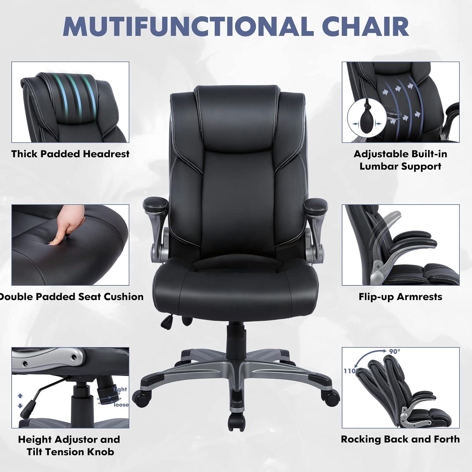 Black Ergonomic High Back Leather Executive Swivel Chair