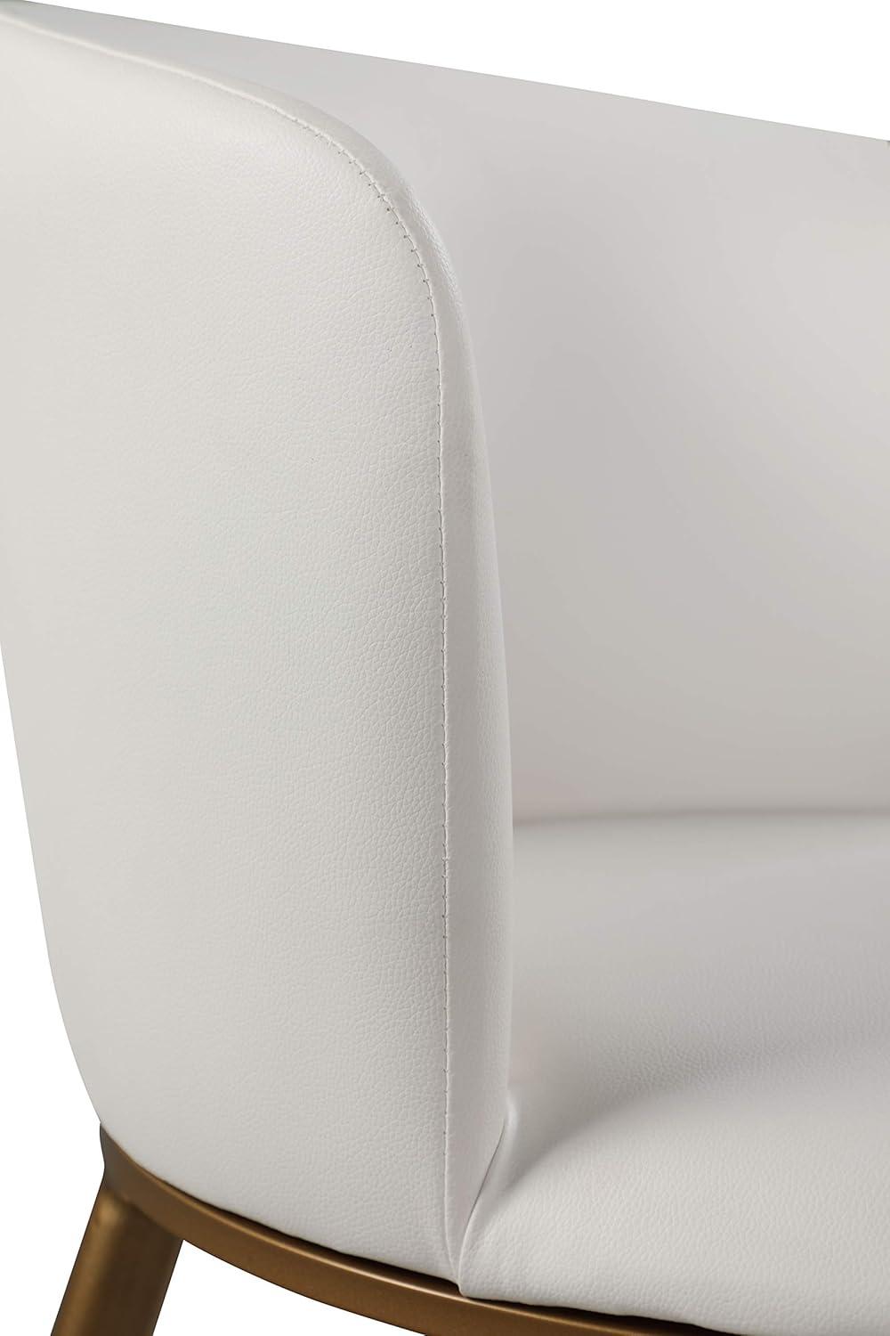 Skylar Petite White Faux Leather Dining Chair with Gold Legs