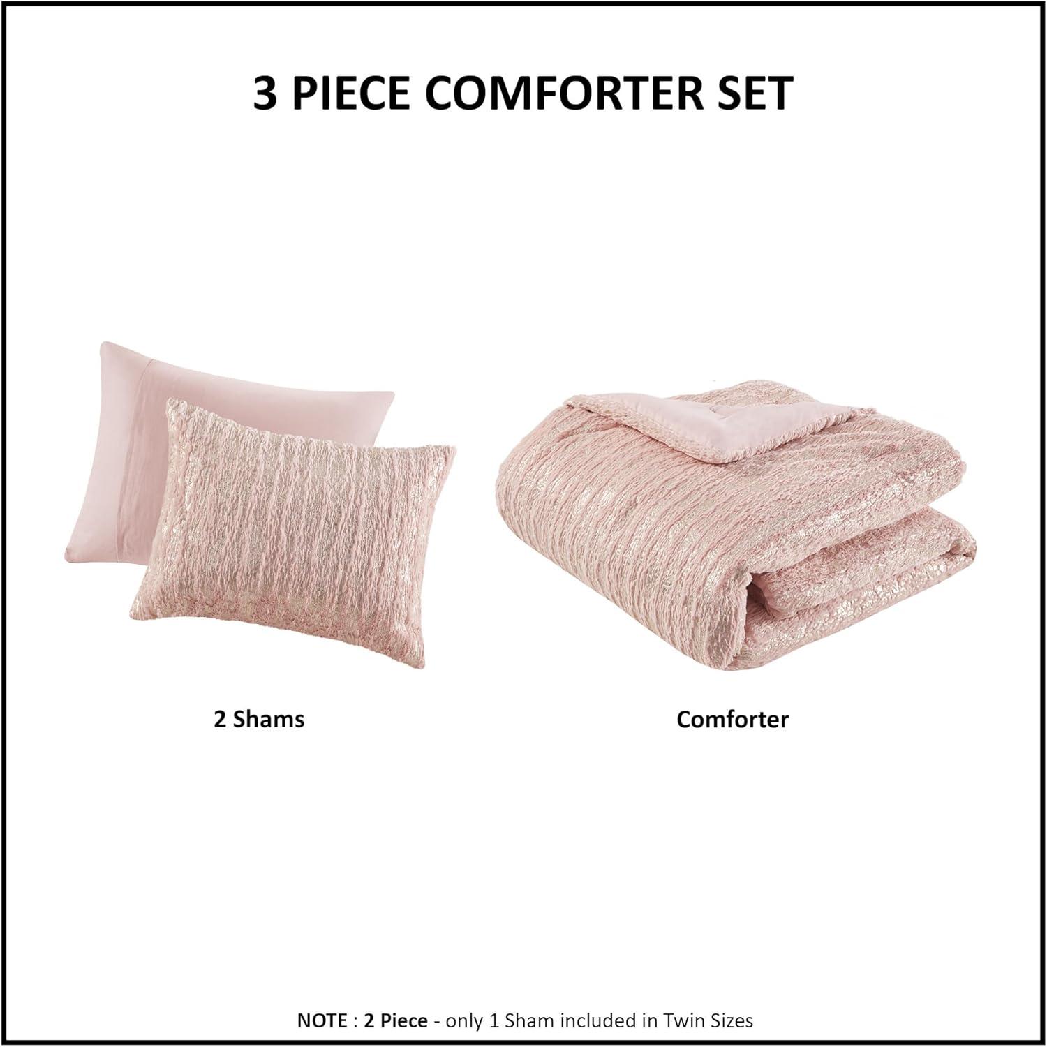 510 Design Metallic Print Faux Fur Comforter Set