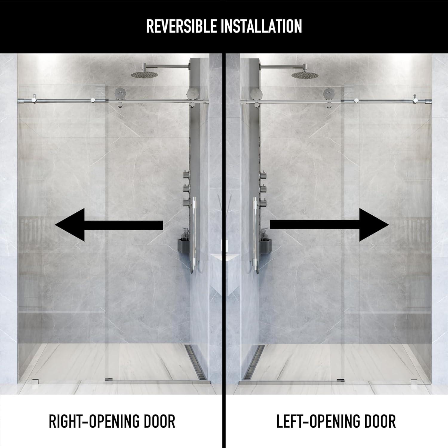 Elan Hart 56-60" W x 76" H Sliding Frameless Shower Door with 3/8" Clear Glass