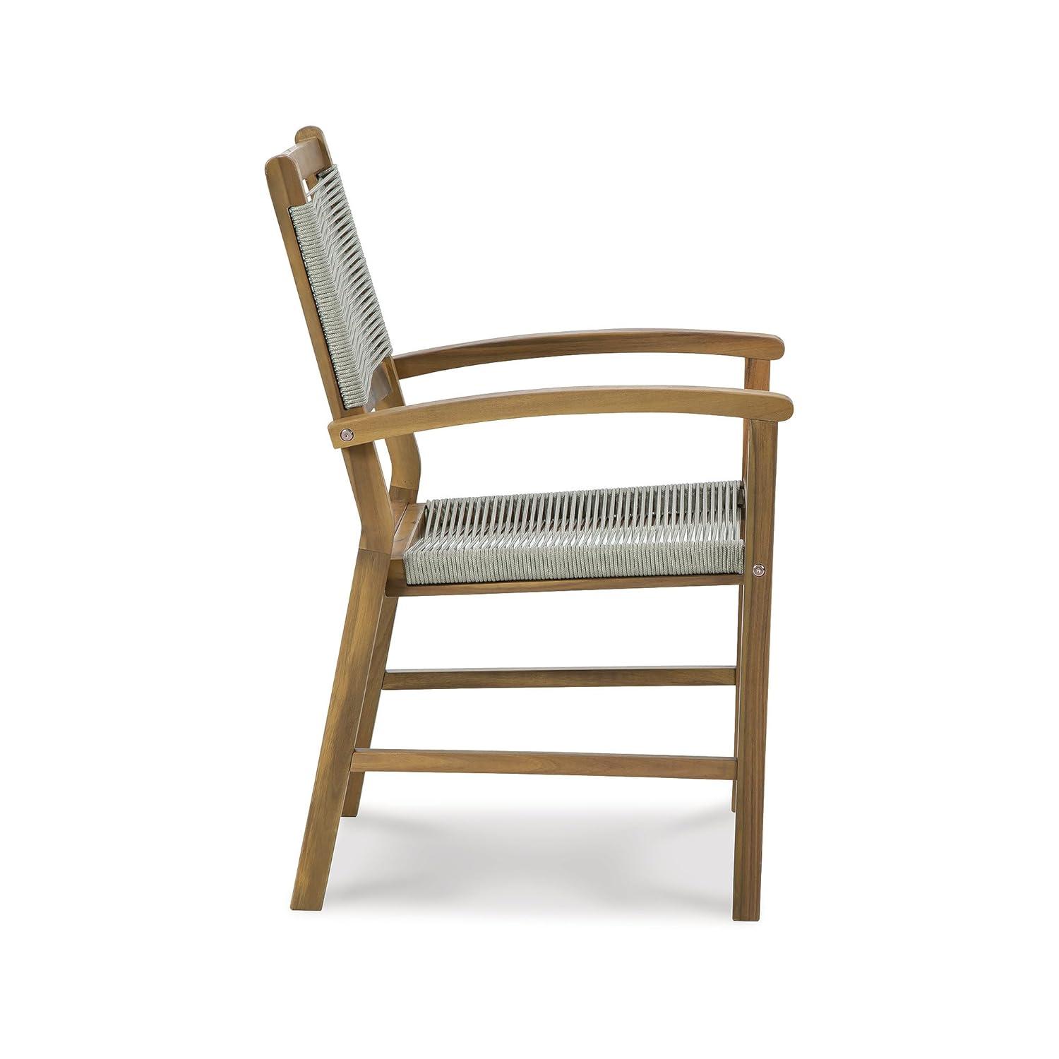 Signature Design by Ashley Janiyah Rope Back Outdoor Dining Arm Chair (Set of 2), Light Brown