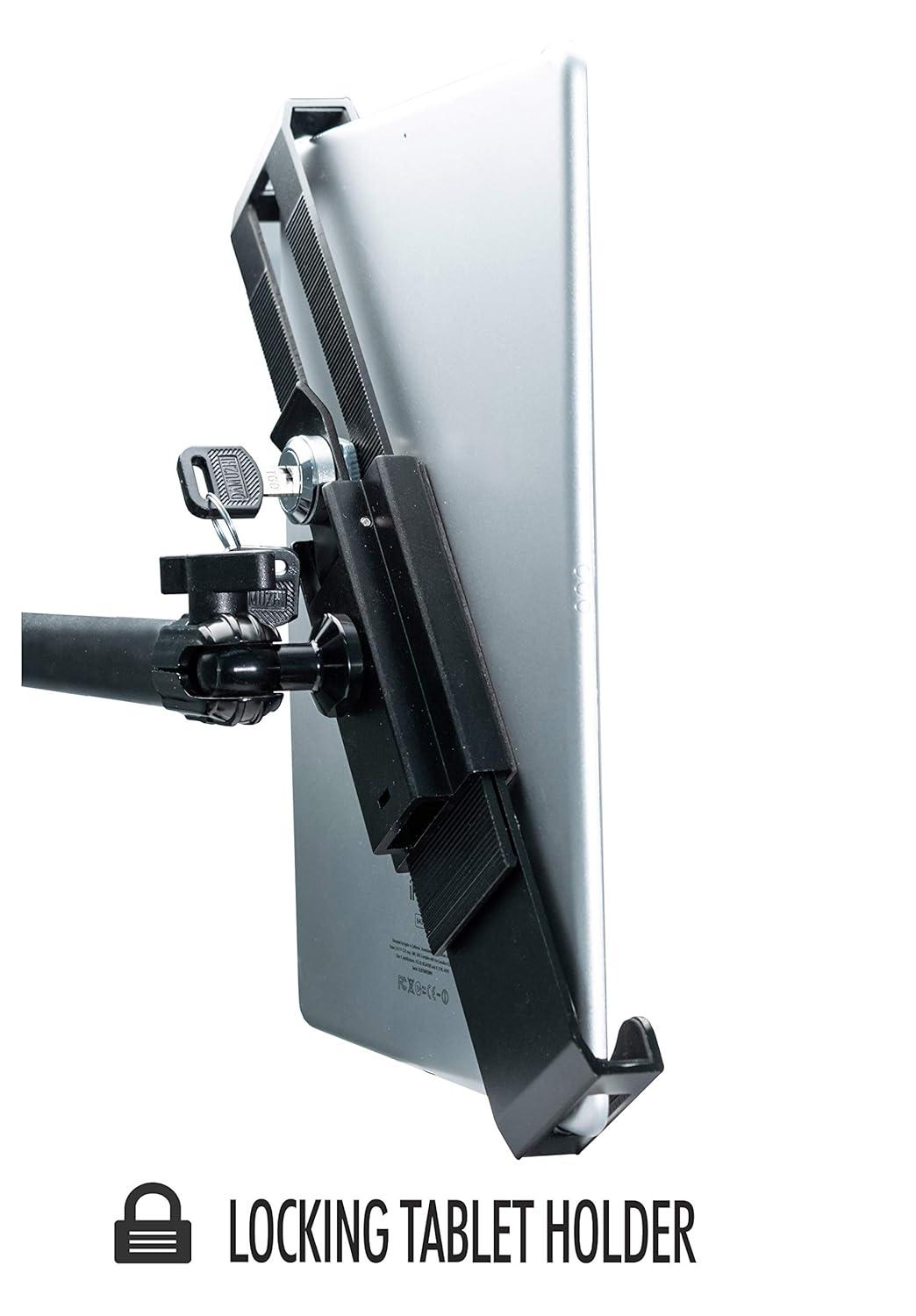CTA Digital Security Vehicle Mount - CTA Universal Aluminum Locking Tablet Mount for 7-14" Tablet - Compatible with iPad 7th/ 8th/ 9th Gen 10.2", iPad Pro 12.9", iPad Air 3, Surface Pro 4, Galaxy Tab
