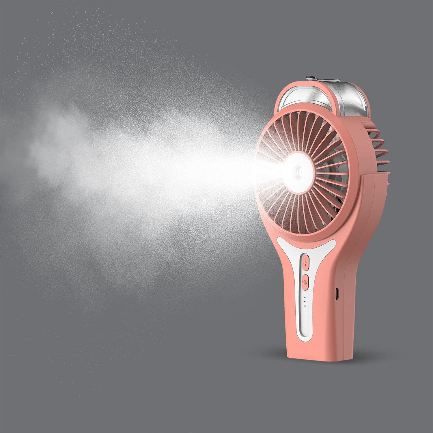 Sunneday 3" Portable Misting Fan in Coral Bell