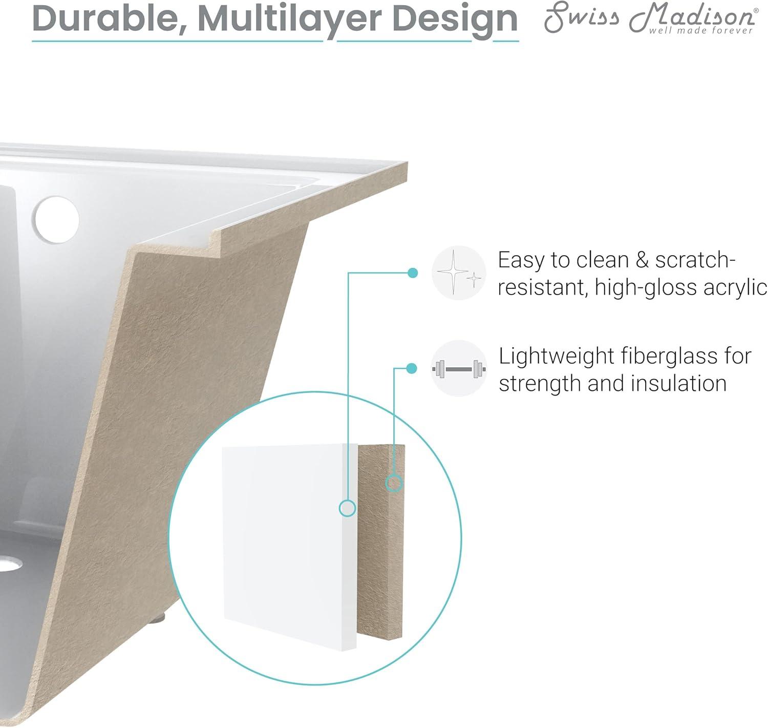 Voltaire 60" x 30" Reversible Drain Drop-In Bathtub