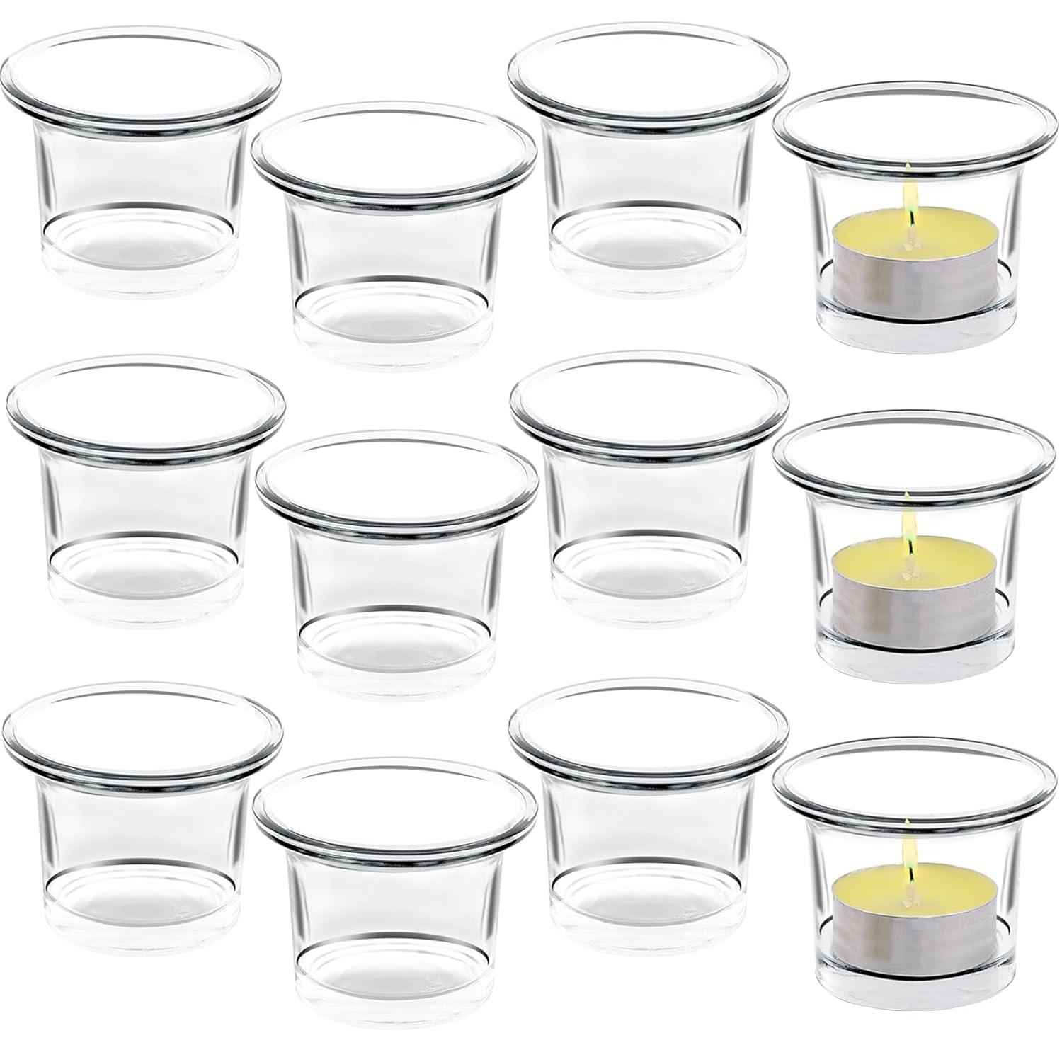 Glass Votive Candle Holders,Tealight Candle Holder for Wedding Holiday Birthday Party Dinner & Home Decor,Set of 12