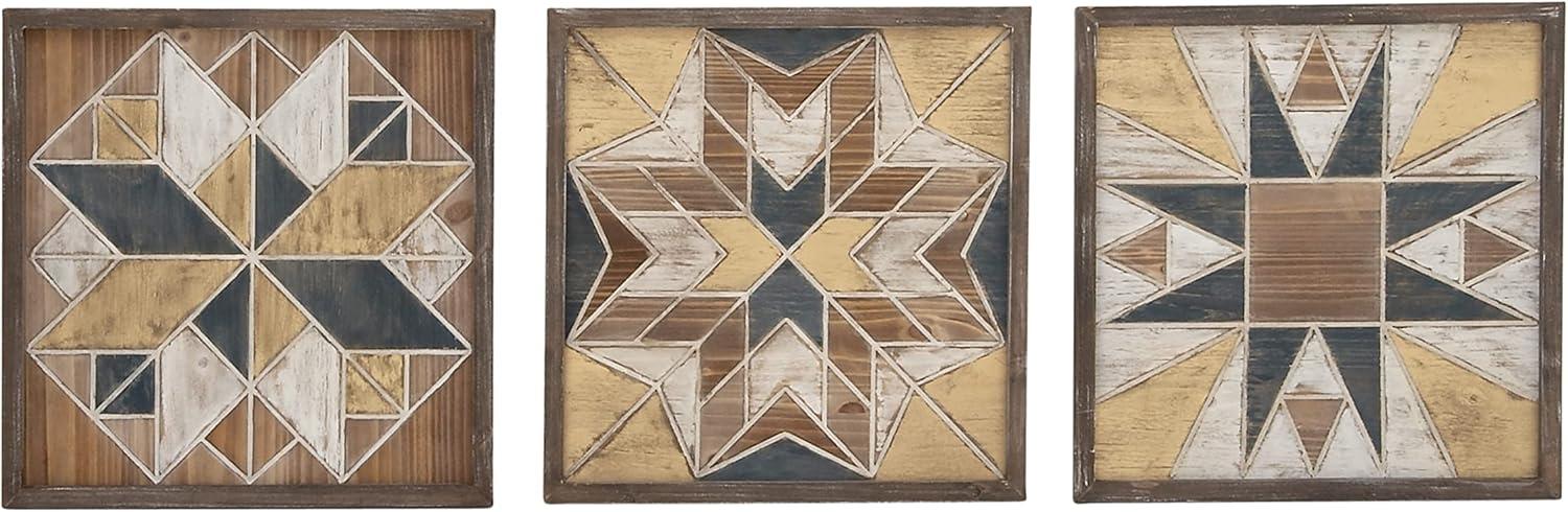 Wood Handmade Southwestern Geometric Multi Colored Wall Decor Set