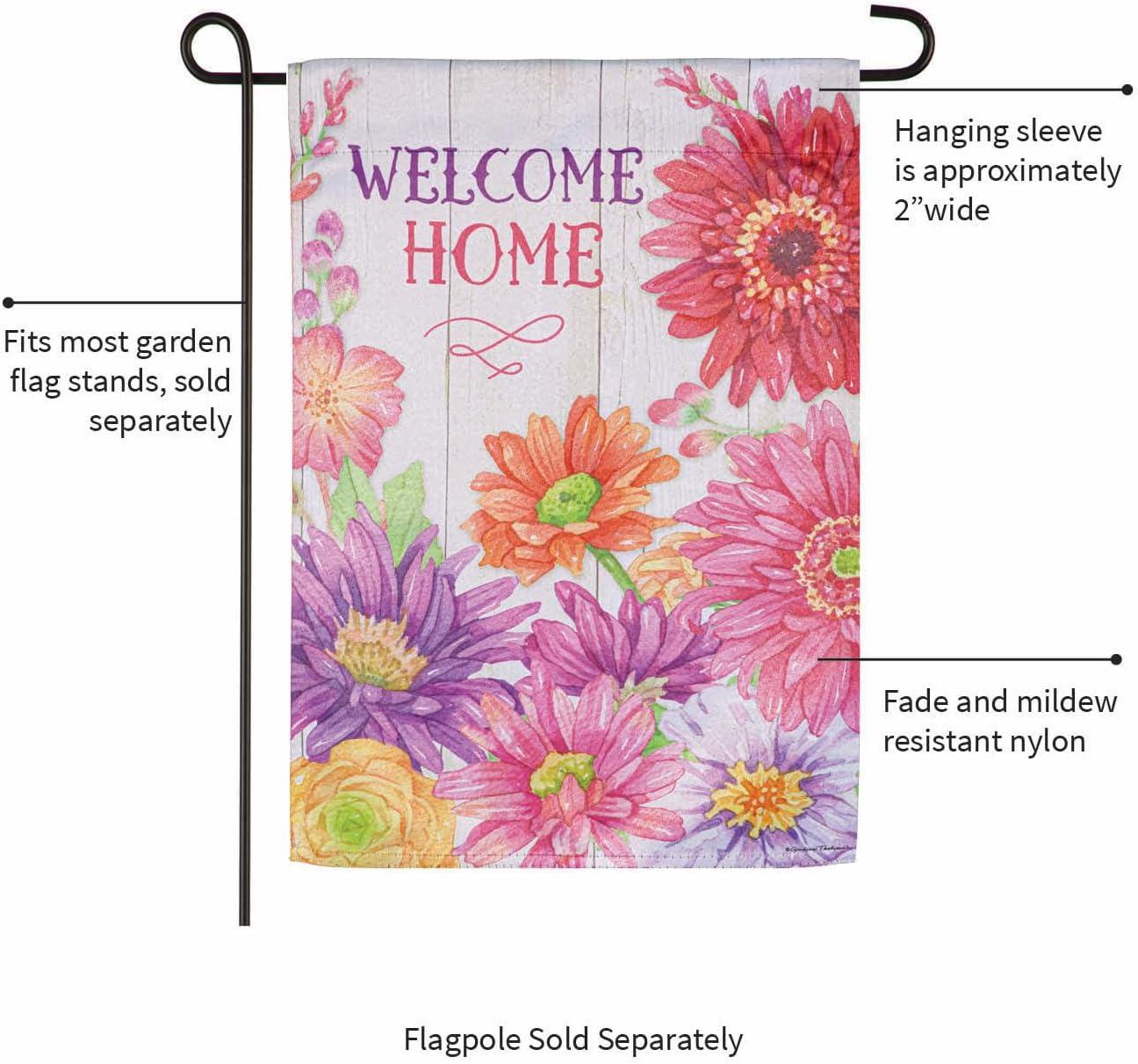 Evergreen Welcome Home Spring Suede Garden Flag 12 x 18 Inches Indoor Outdoor Decor