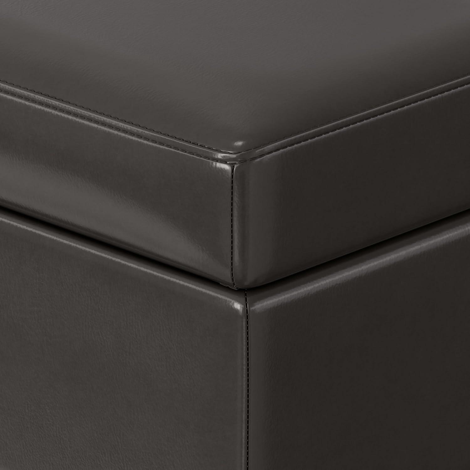 Simpli Home Afton 48"W Vegan Faux Leather Storage Ottoman Bench