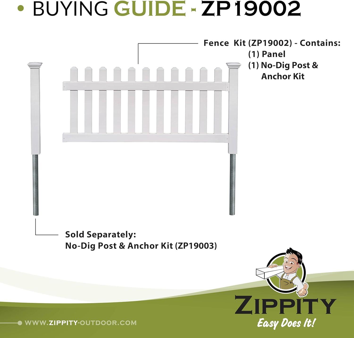 3ft Tall (1 Post) Fence Finishing Post For Zippity Newport No Dig White Picket Fence, Easy Install Outdoor Fence for Backyard or Patio, Outdoor Fencing, No Dig Fence Panels, ZP19003