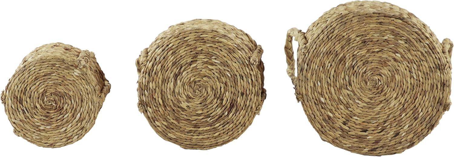 Set of 3 Seagrass Wicker Basket Planters with Handles Natural - Olivia & May: Indoor/Outdoor, 20" Size