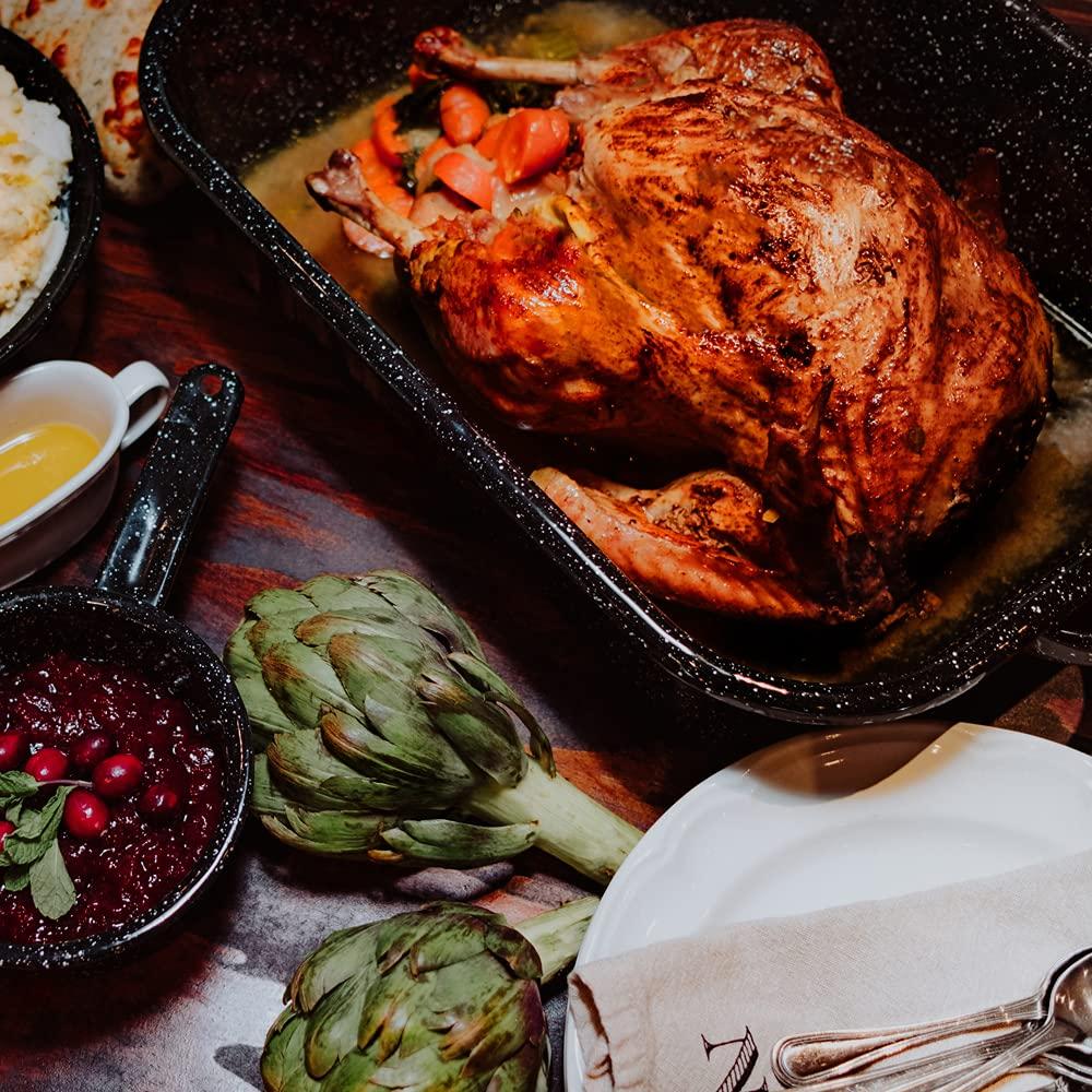 Granite Ware 21 in Oven Rectangular Roaster with lid. (Speckled Black) - Accommodates up to 25 lb poultry or roast.