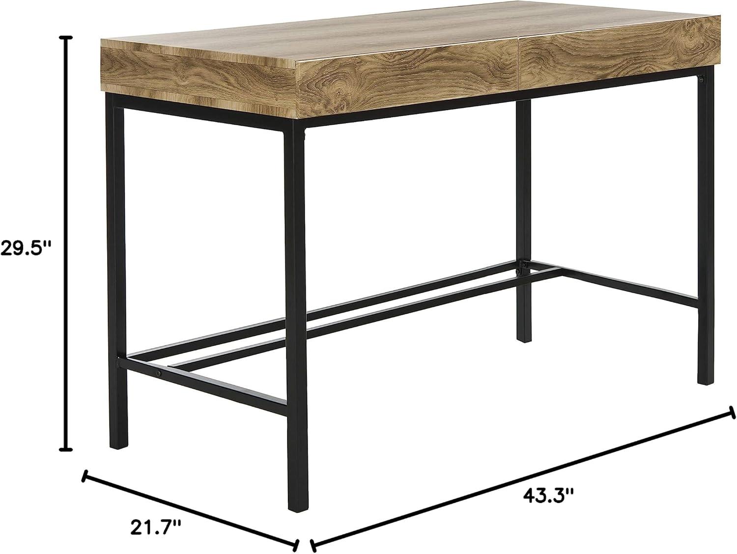 SAFAVIEH Patrick Mid-Century 2 Drawer Desk, Oak/Black