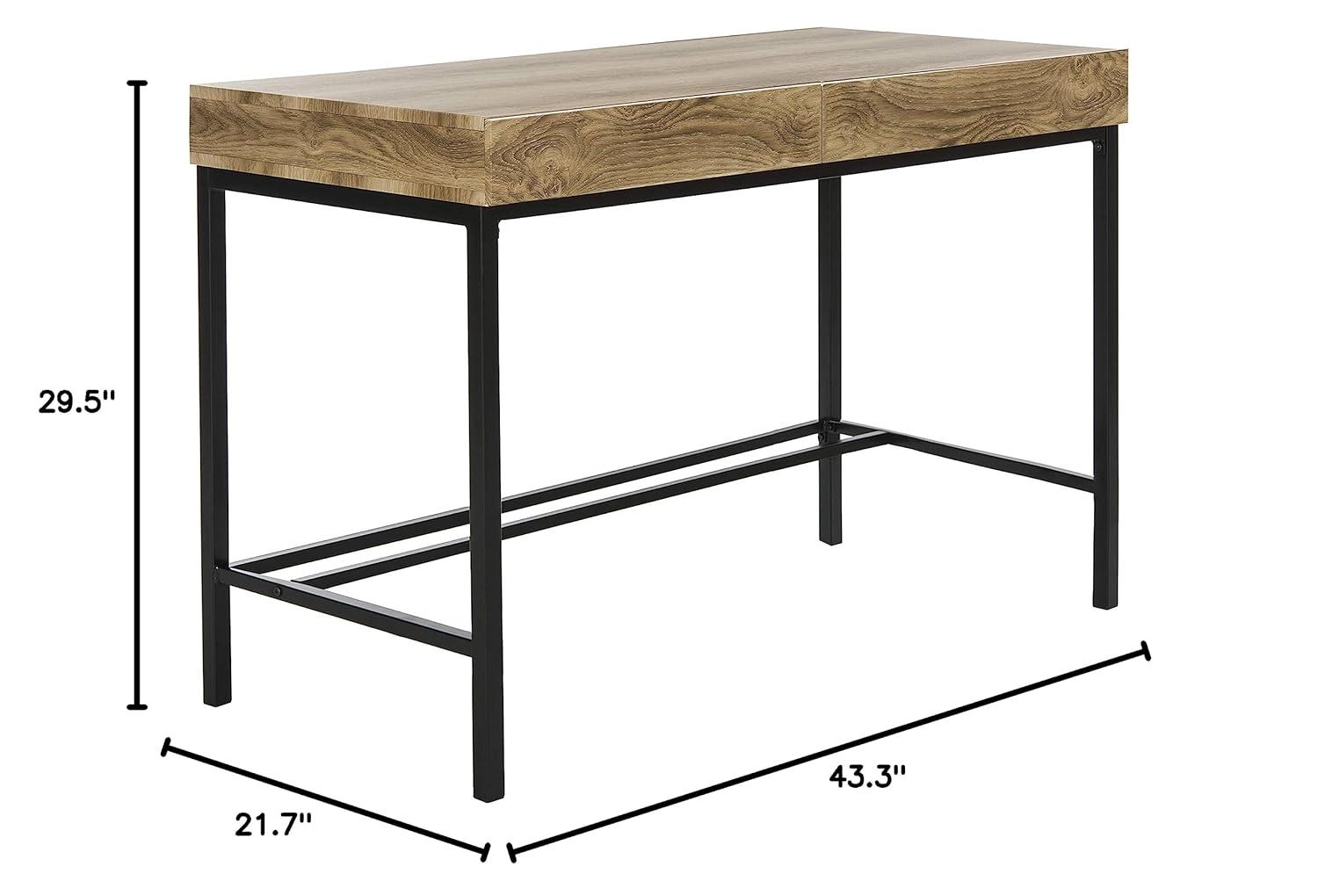 SAFAVIEH Patrick Mid-Century 2 Drawer Desk, Oak/Black