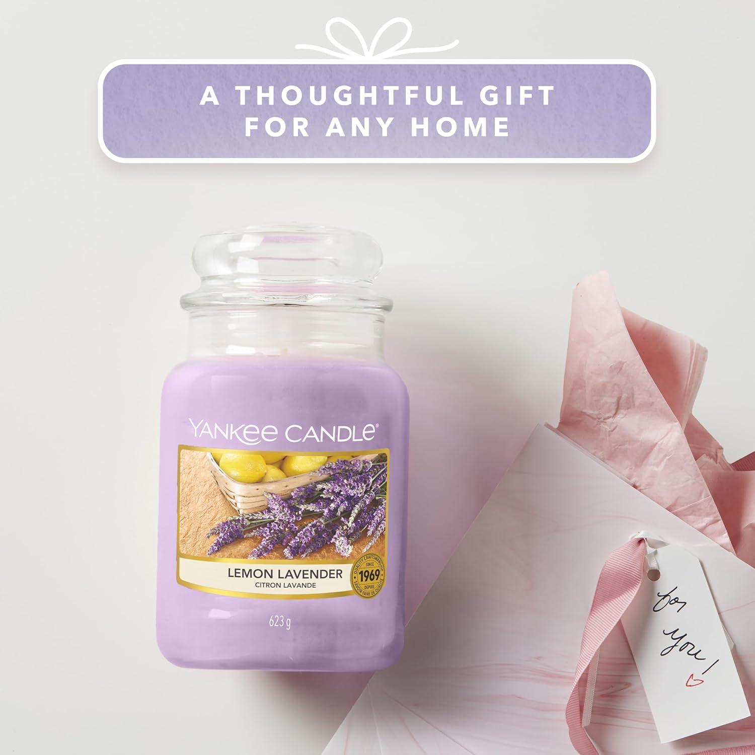 Yankee Candle Lemon Lavender Scented, Classic 22oz Large Jar Single Wick Candle, Over 110 Hours of Burn Time