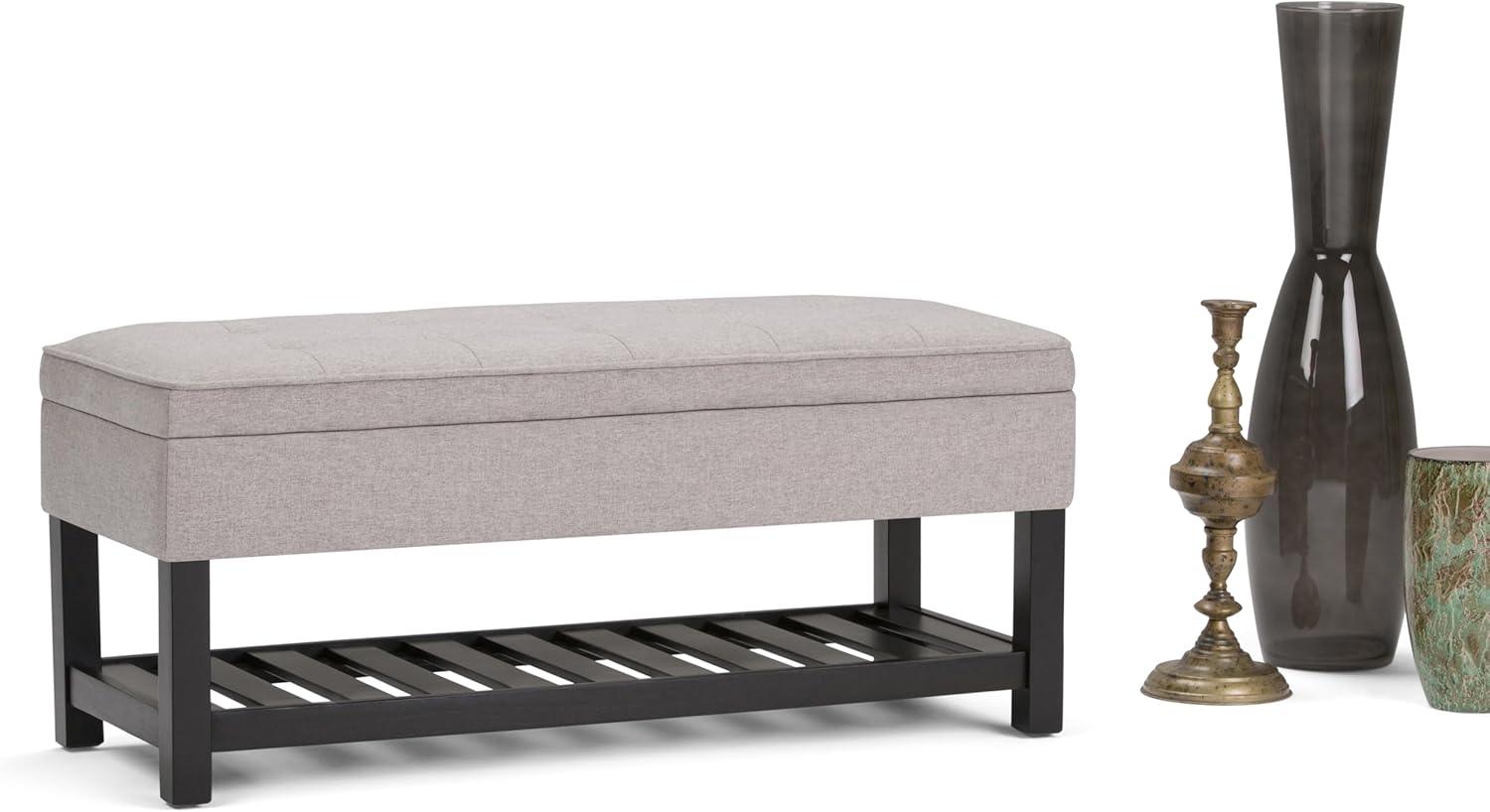 Simpli Home Cosmopolitan 44"W Transitional Tufted Storage Ottoman Bench with Lift Top