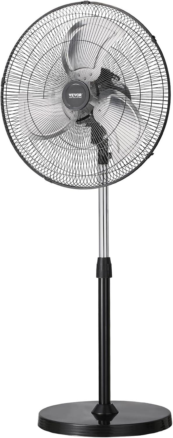 Vevor GYLSFS16INCH0LFIYV1 16 in. 3-Speed Industrial Pedestal Fan Oscillating Height Adjustable - Silver