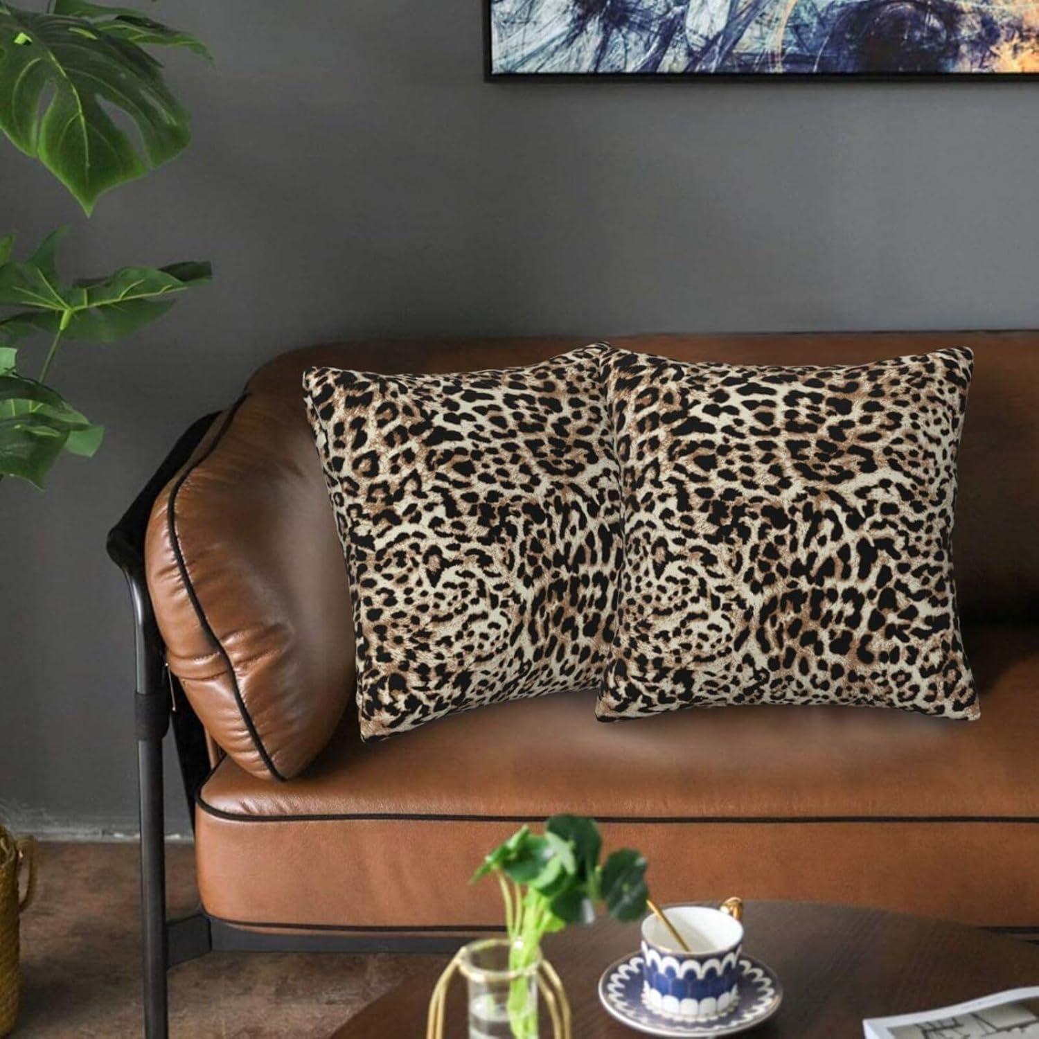 LALILO Throw Pillow Covers Trendy Leopard Wild Animal Cheetah Skin Cushion Cover 18" x 18", 2 Pack