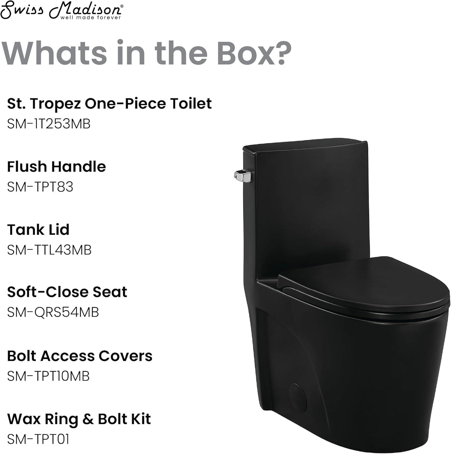 St. Tropez One Piece Elongated Toilet Dual Vortex Flush 1.6 GPF