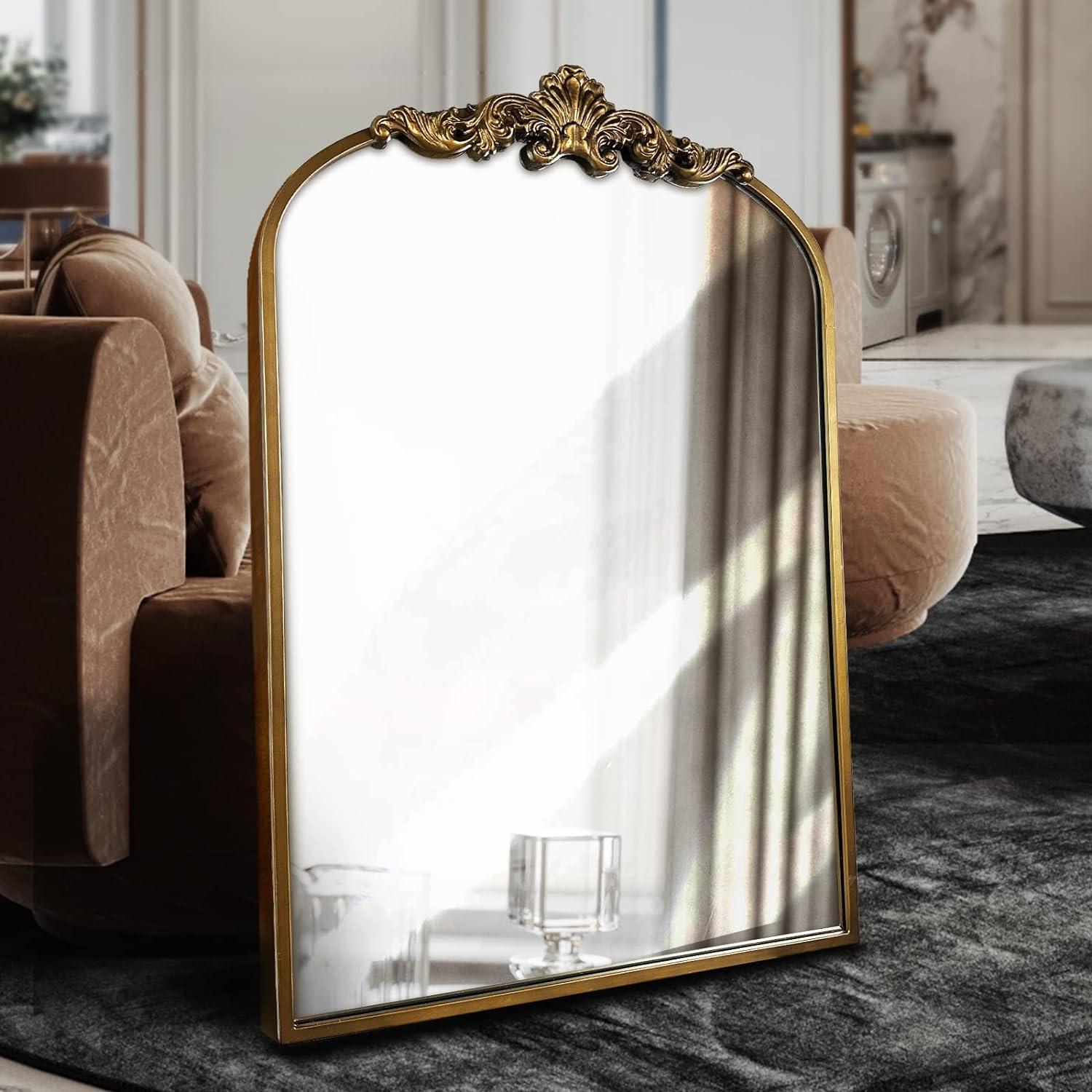 Gold Arched Baroque Ornate Wall Mirror 36" x 24"