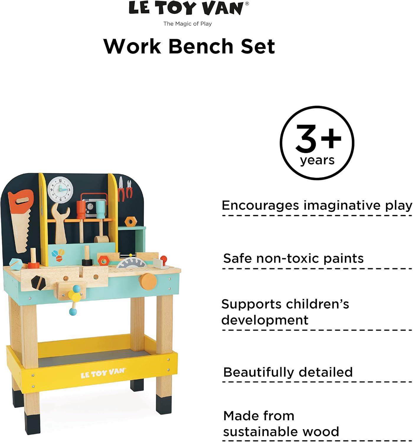 Colorful Wooden Toy Work Bench with Tools for Kids