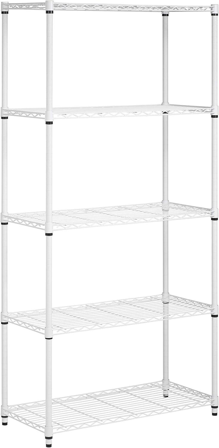 White 5-Tier Adjustable Steel Shelving Unit