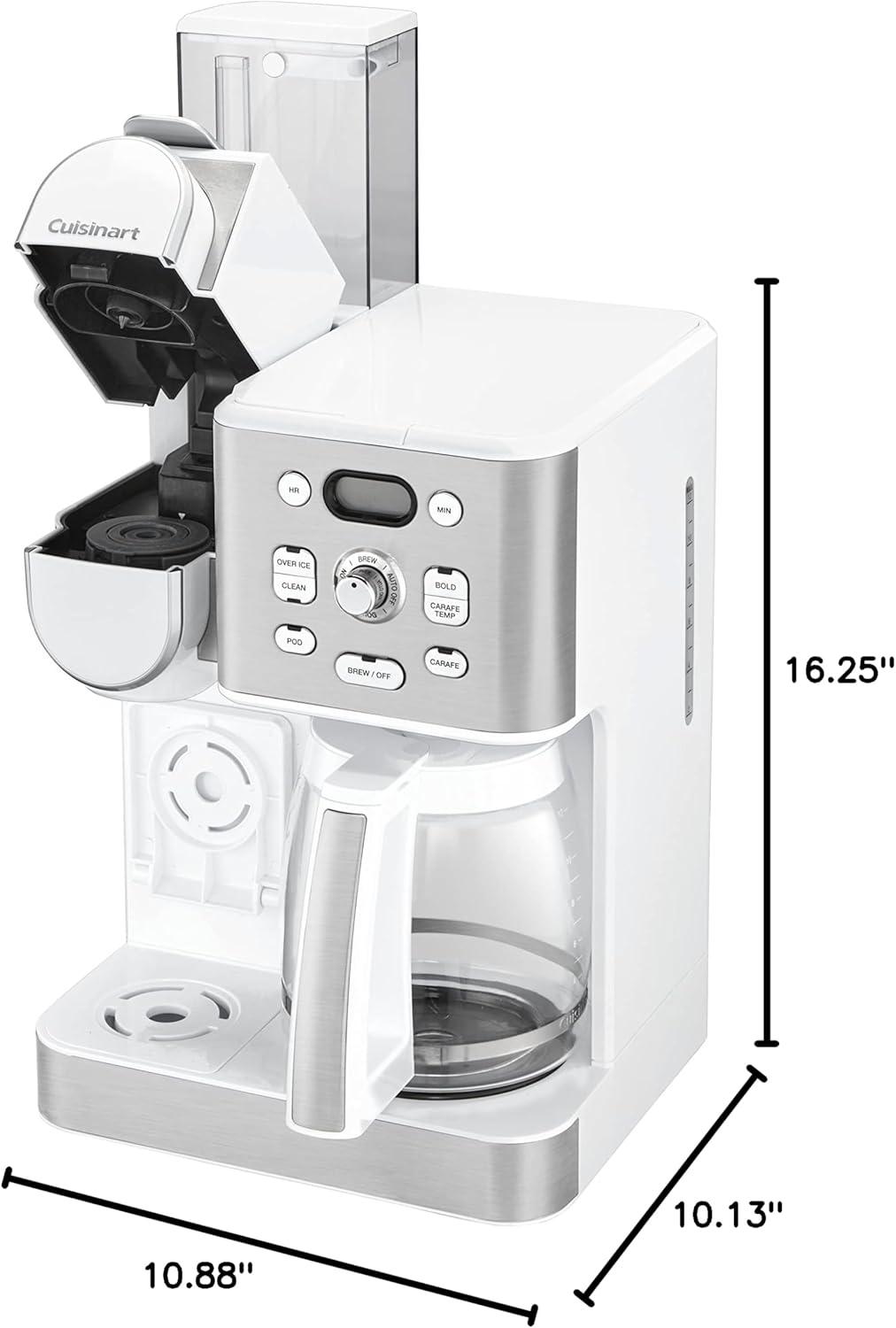 Cuisinart Coffee Center 2-IN-1 Coffee Maker and Single-Serve Brewer - White - SS-16W: Drip & Single Serve, 12 Cup, Programmable