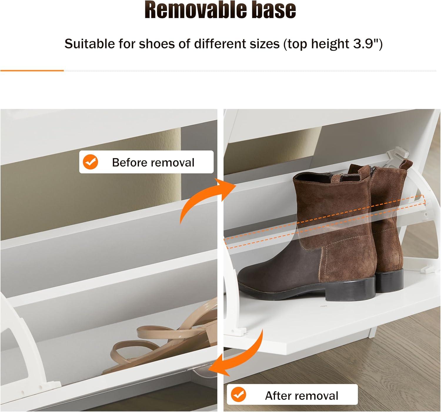 Haotian White Shoe Cabinet with 4 Flip Drawers, Large Freestanding Shoe Rack, Modern Shoe Organizer for Entryway, Hallway, Entance FSR79-W