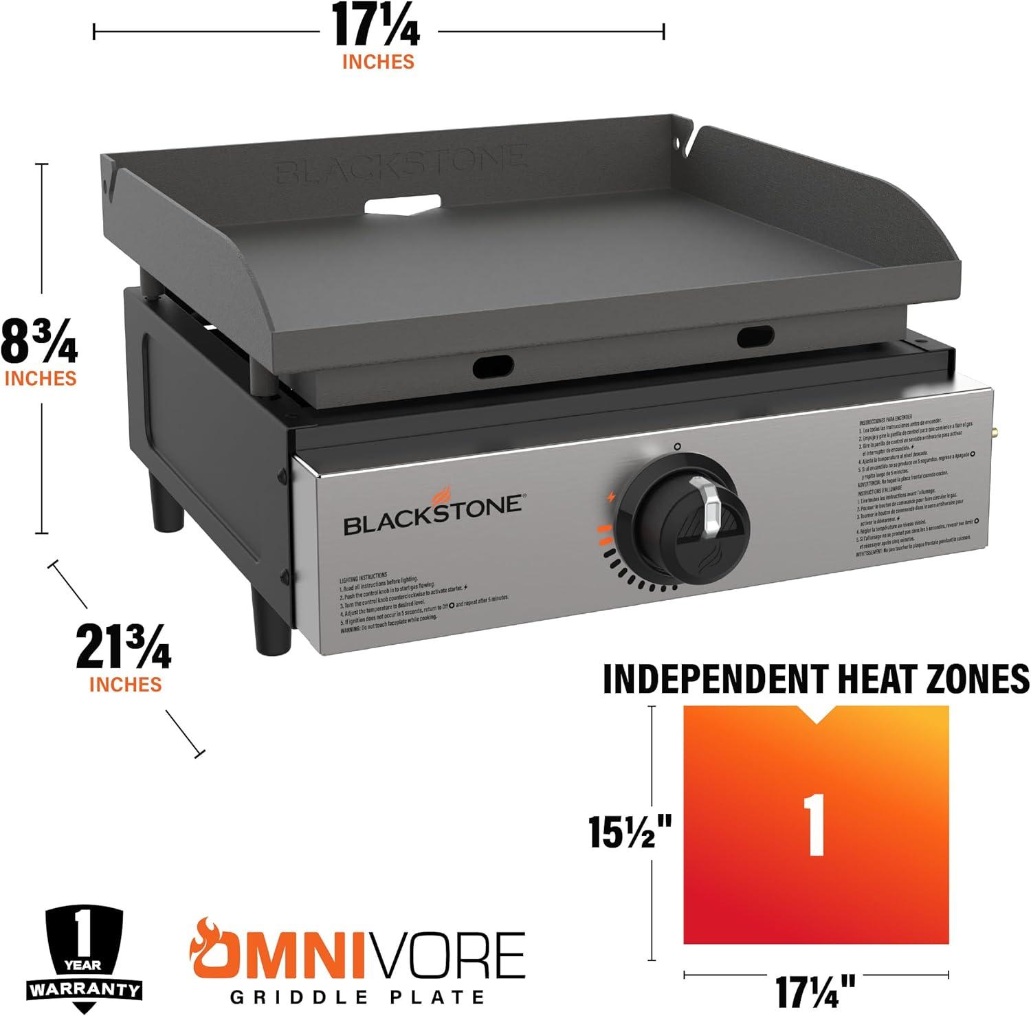 Original 17” Tabletop Griddle with Stainless Steel Front Plate, Powder Coated Steel, Black